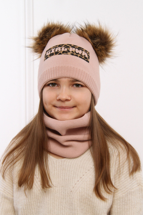 Winter set for girl: hat and tube scarf Marietta