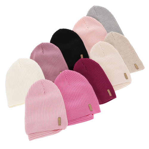 Girl spring autumn set hat and tube scarf black 100% extra fine merino wool Chelsie