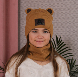 Girl's winter set: hat and tube scarf honey Romka