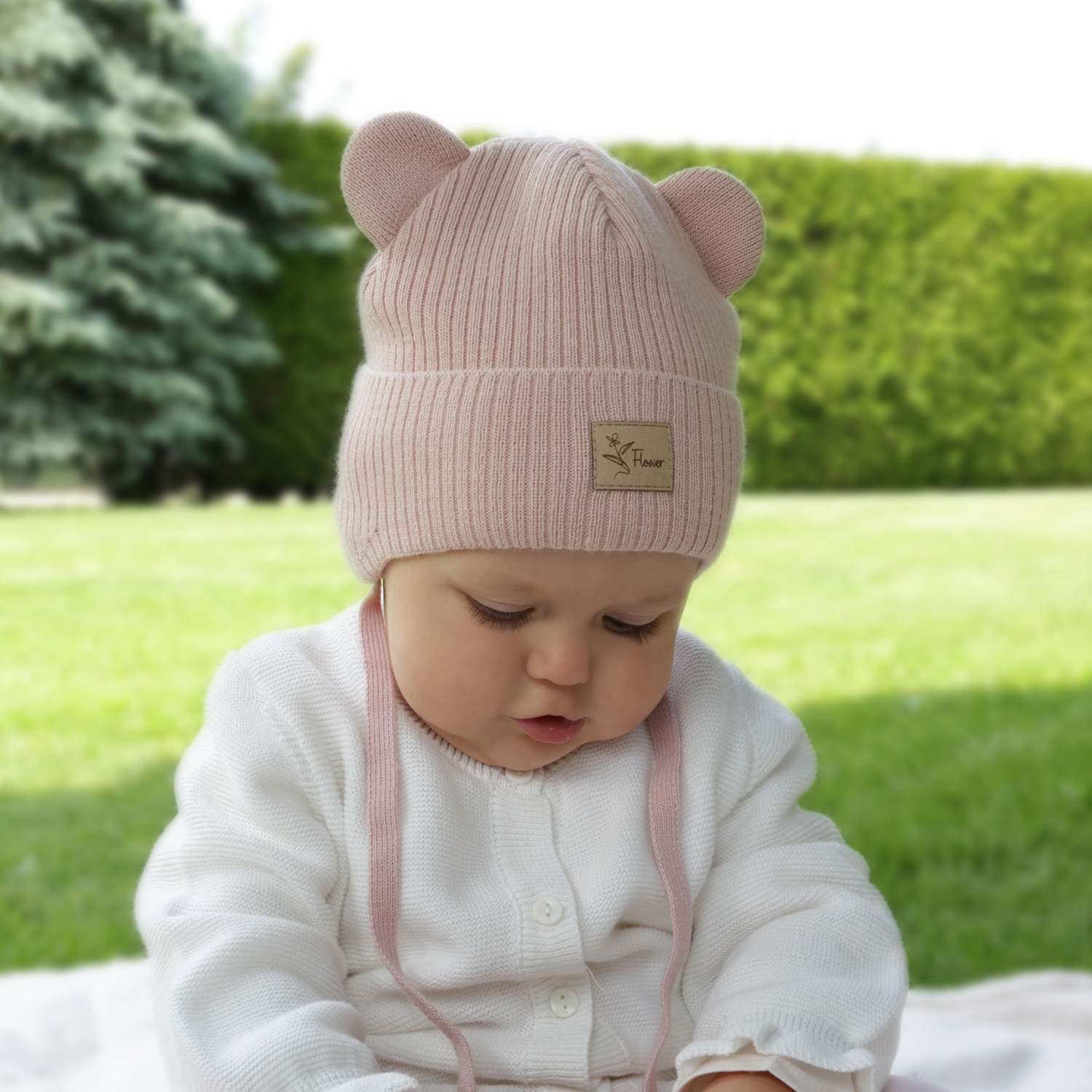 Girl's spring/ autumn hat, pink, with ears, Djona