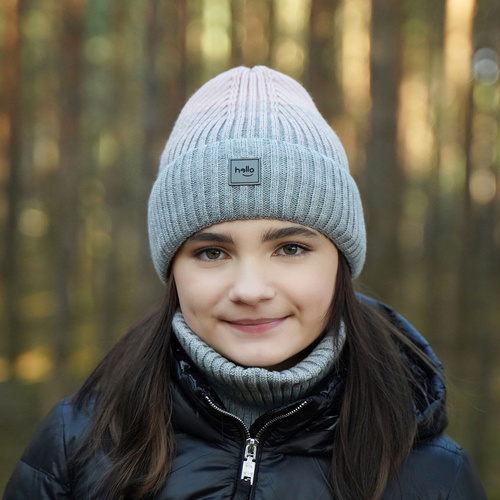 Girl's winter set: hat and tube scarf black Tasha