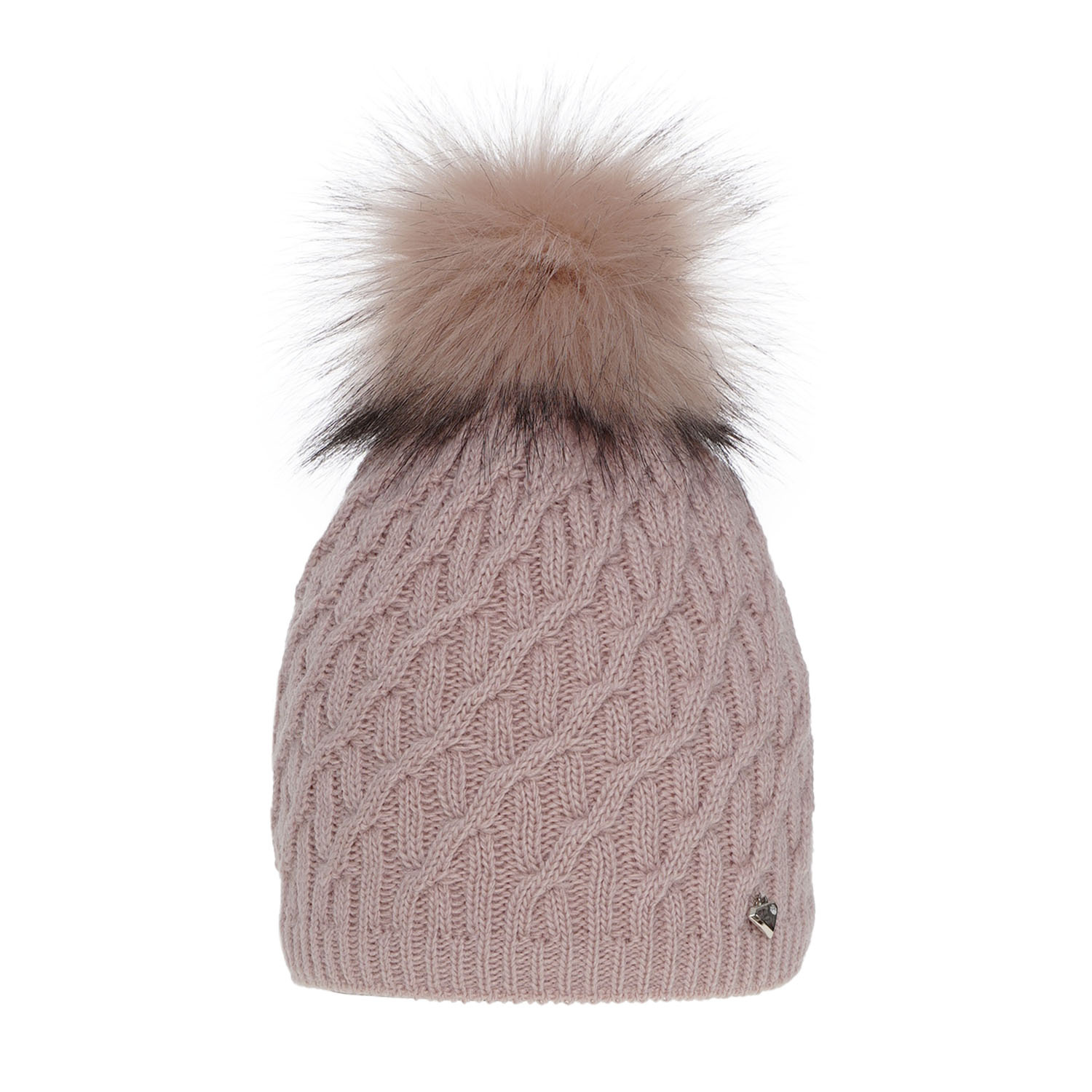 Woman's winter hat pink Kaskada with pompom
