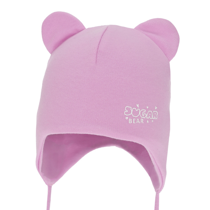 Girl's spring/ autumn hat, purple, cotton, with ears, Kelda