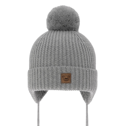 Boy's winter hat grey 100% extra fine merino wool, lined with wool fleece Tacco