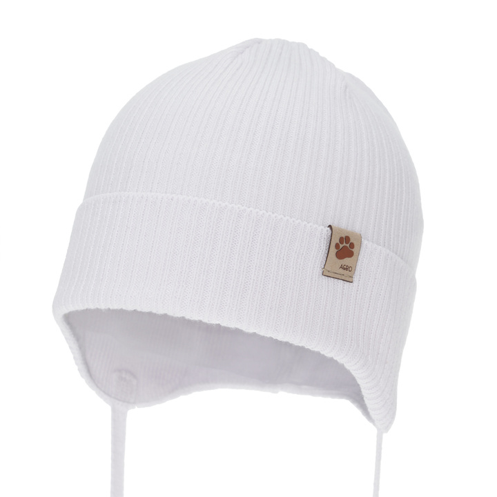 Boy's spring/autumn hat, white, with ears, 100% cotton, Elmar
