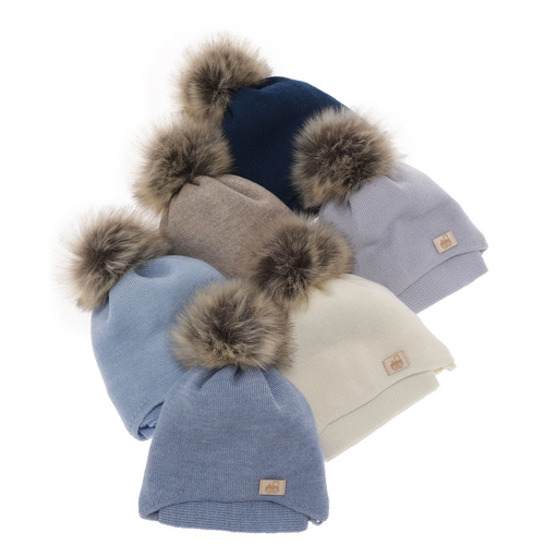 Boy's winter set: hat and scarf in blue merino wool Anastazy