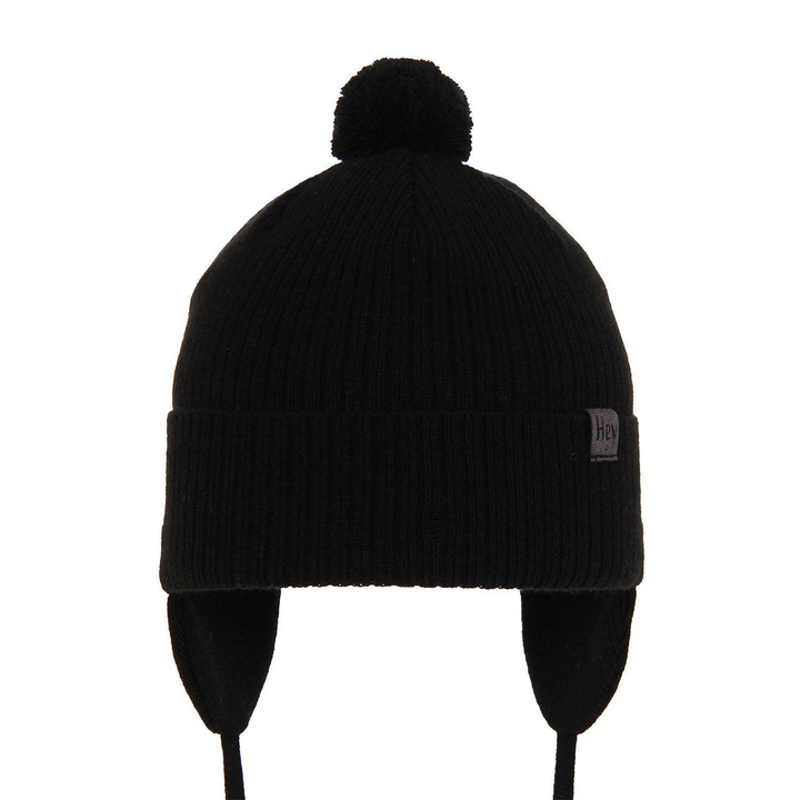 Boy's spring/ autumn hat black Axel with pompom