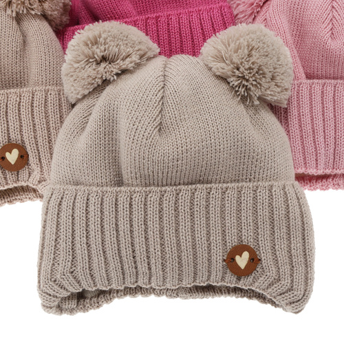 Girl's winter hat beige with merino wool Dari
