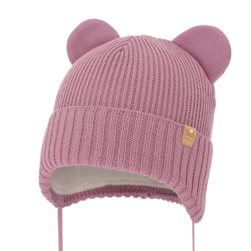 Girl's winter hat violet with merino wool Shira