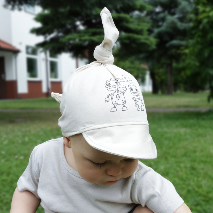 Cotton summer sun cap for boy ecru Robik