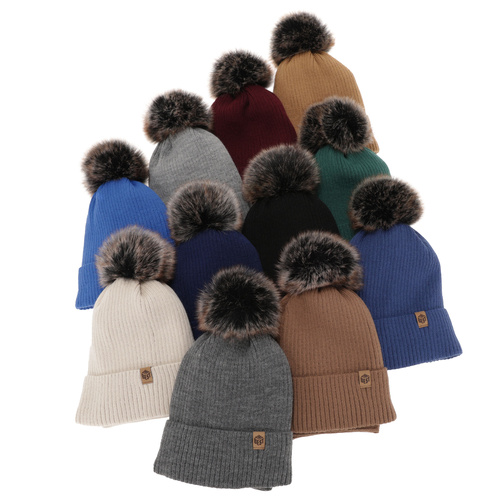 Boy's winter set: hat and tube scarf grey with pompom Wizar