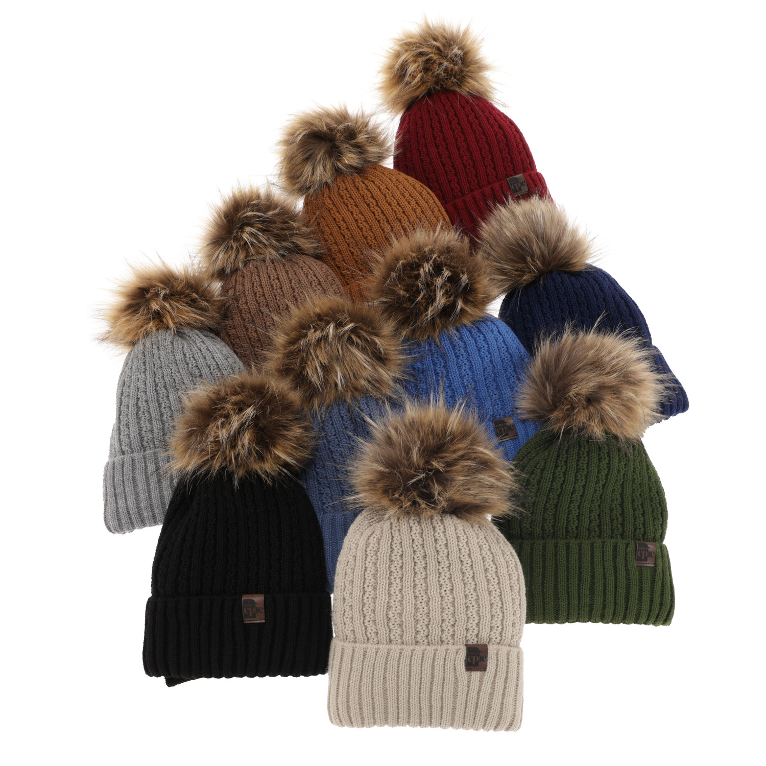 Boy's winter set: hat and tube scarf brown with pompom Lars