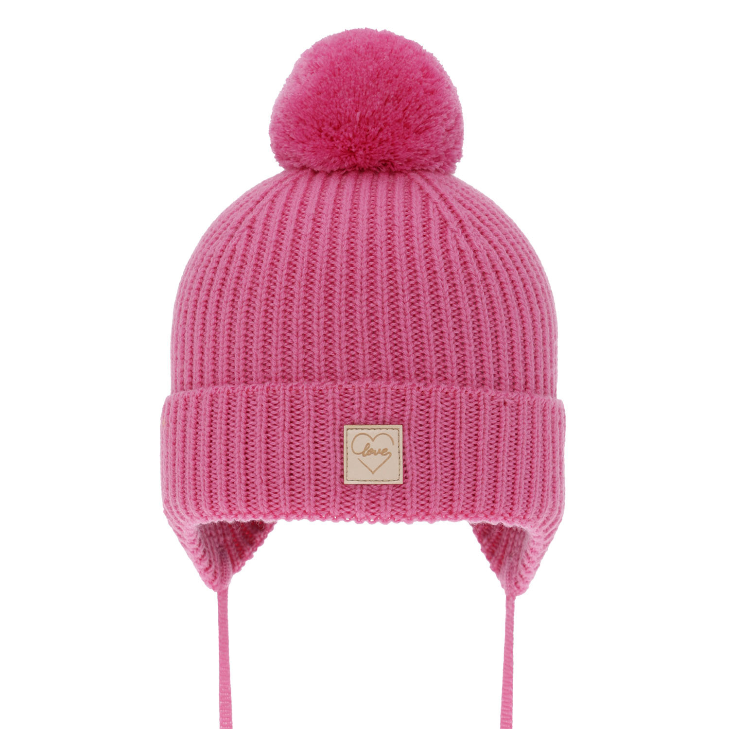 Girls' winter hat pink 100% extra fine merino wool, lined with wool fleece Hakkari