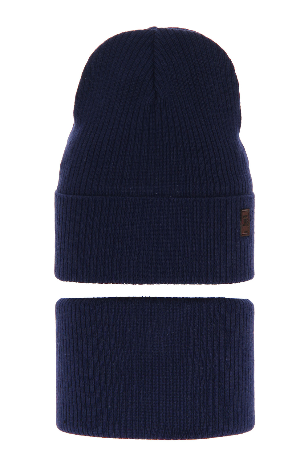 Children's autumn/ spring set: hat and tube scarf, with cotton, navy blue Dragon