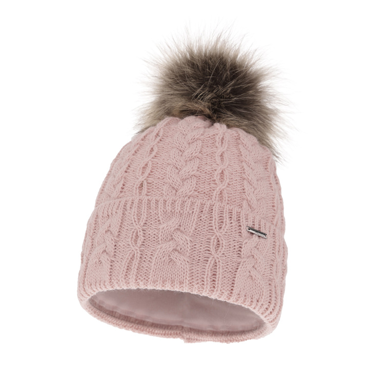 Woman's winter hat pink Omega with pompom