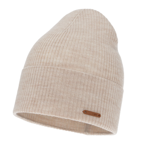 Woman's spring/ autumn hat, beige, 100% merino wool, Flerra