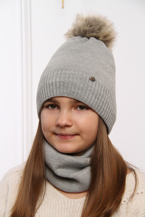 Winter set for girl: hat and tube scarf Tama