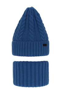 Boy's winter set: hat and tube scarf blue Colins