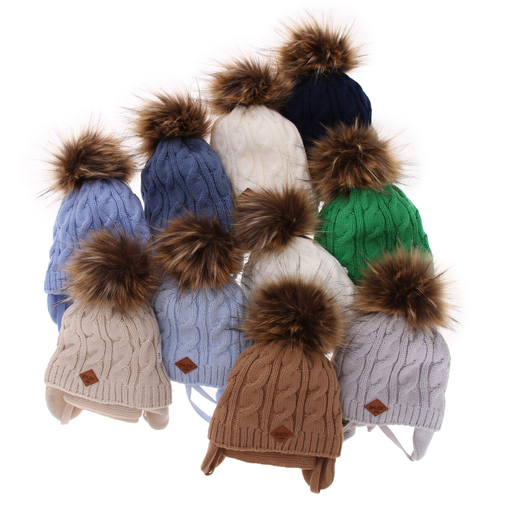 Boy's winter set: hat and scarf blue Minor with pompom