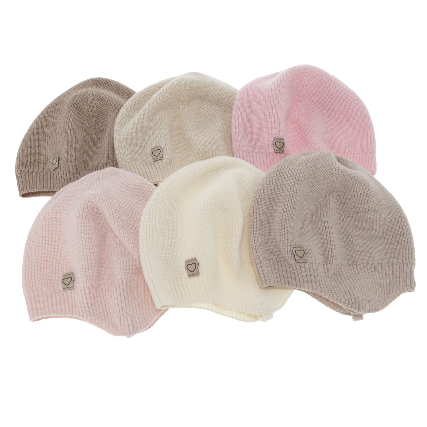 Girl's spring/ autumn hat, beige, merino wool with cashmere, with ears, Orida