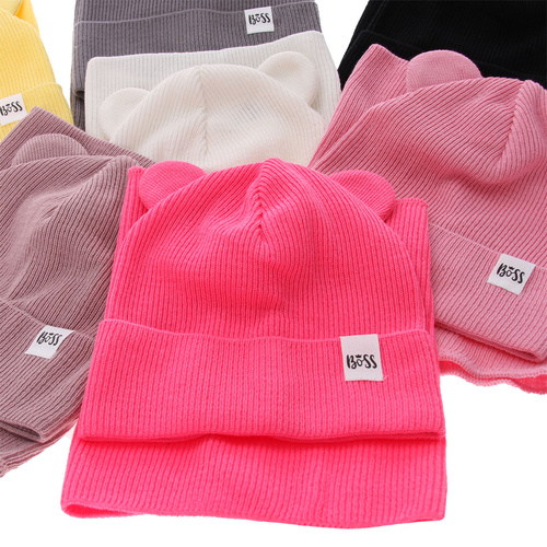 Girl's spring/ autumn set: hat and tube scarf, with cotton, pink Kajra