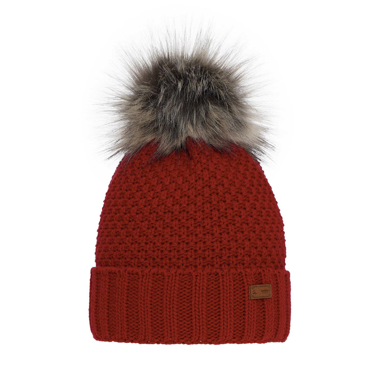 Girl's winter hat red Pola with pompom