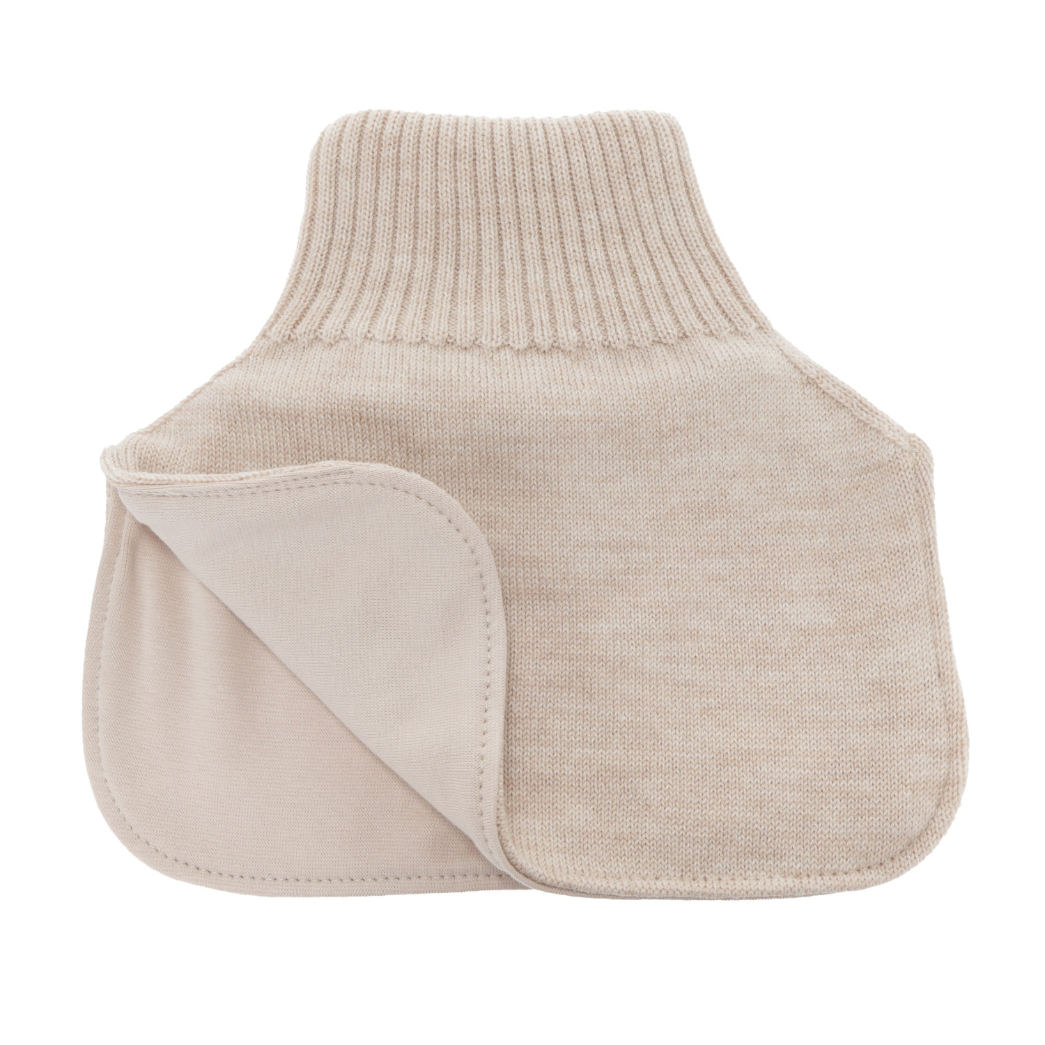 Boy's winter neck warmer, 100% merino wool, cotton lining, beige, Tiket