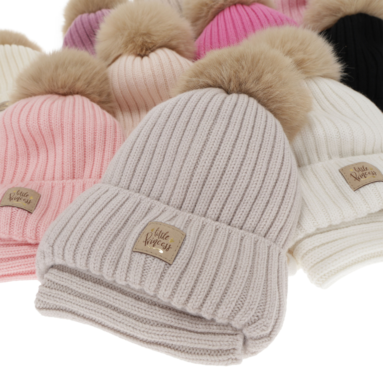 Girl's winter set: hat and tube scarf, cream, 100% merino wool, with ears, cotton lining, Malesia