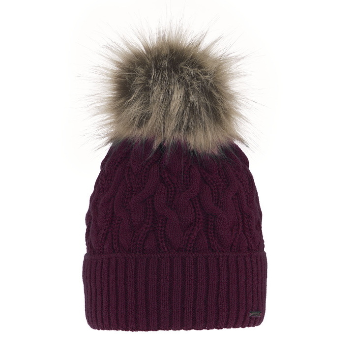 Woman's winter hat burgund Deva with pompom