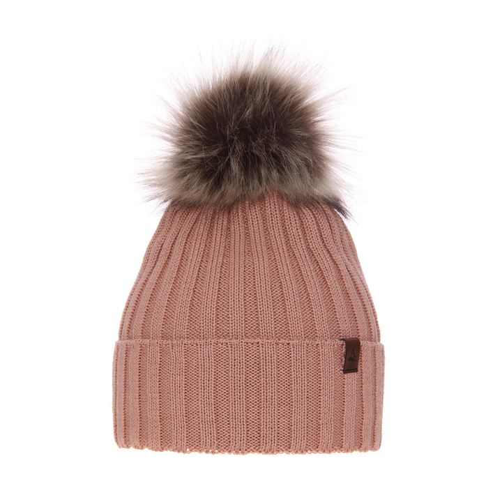 Woman's winter hat pink merino wool Texa