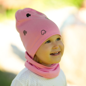 Girl's spring/ autumn set: hat and tube scarf ecru Mariet