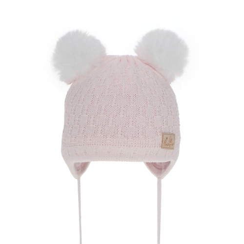 Girl's winter hat pink Emila with pompom