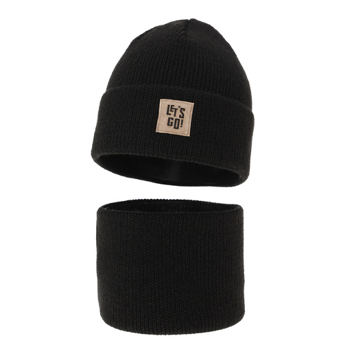 Boy's winter set: hat and tube scarf black Joseph