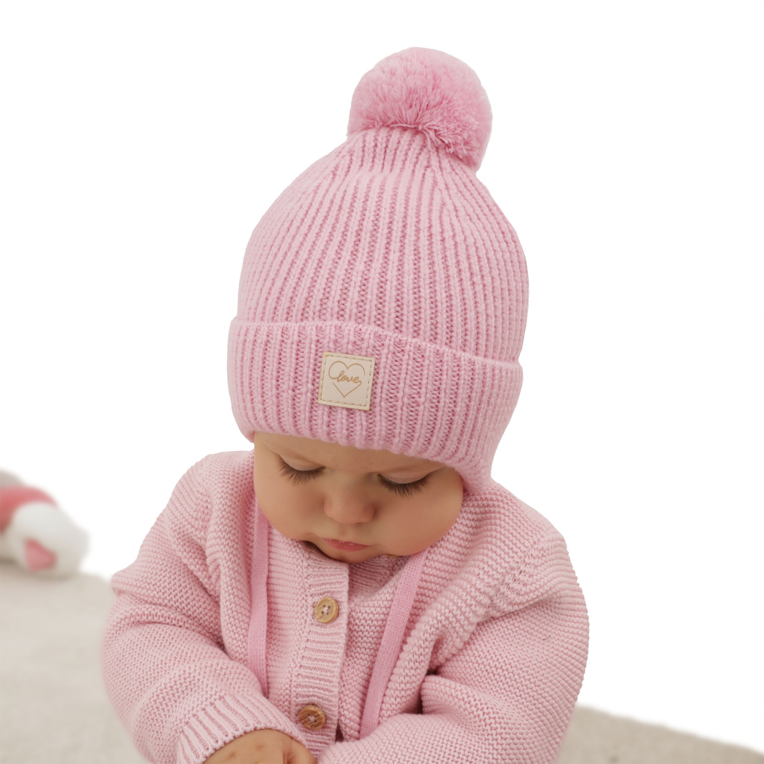 Girls' winter hat pink 100% extra fine merino wool, lined with wool fleece Havana