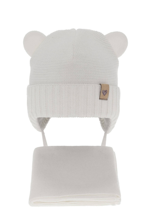 Girl's winter set: hat and scarf in white Alice