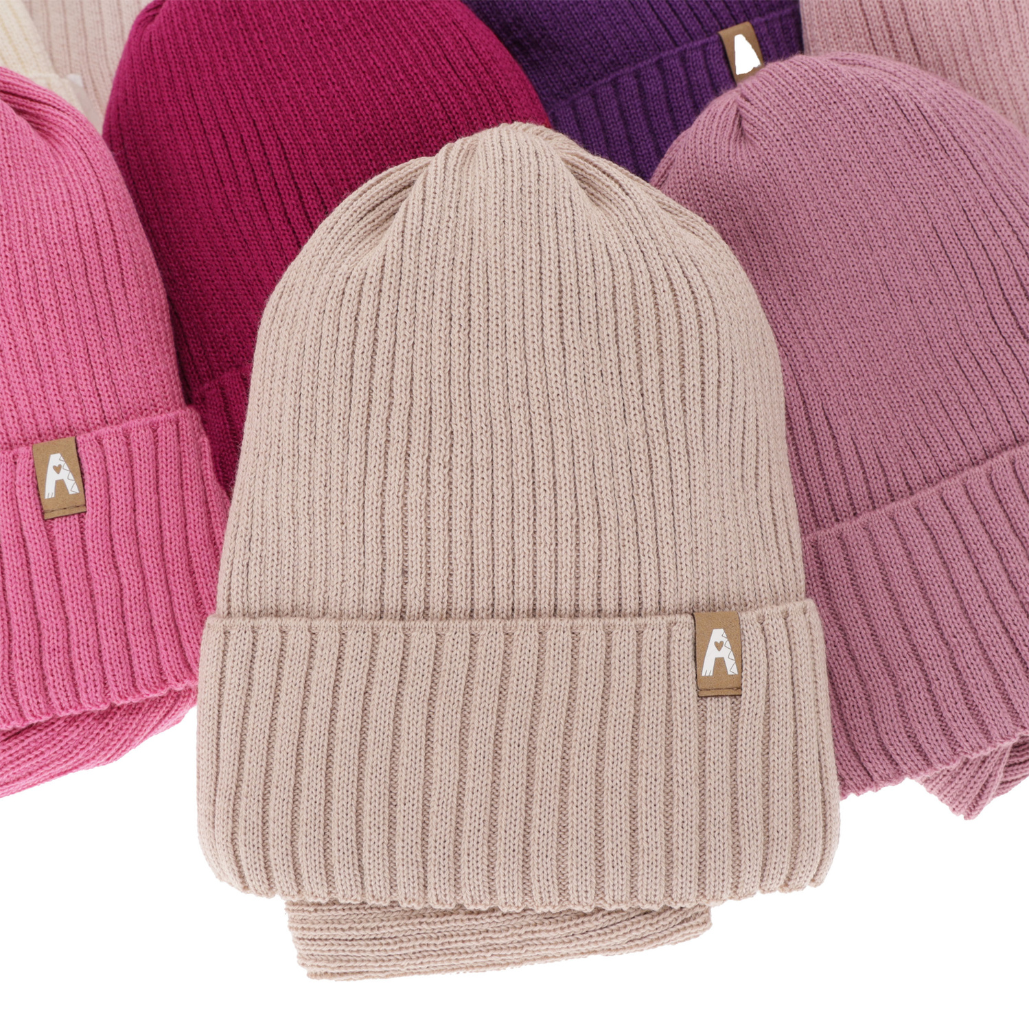 Girl's winter set: hat and tube scarf ecru merino wool Peggy