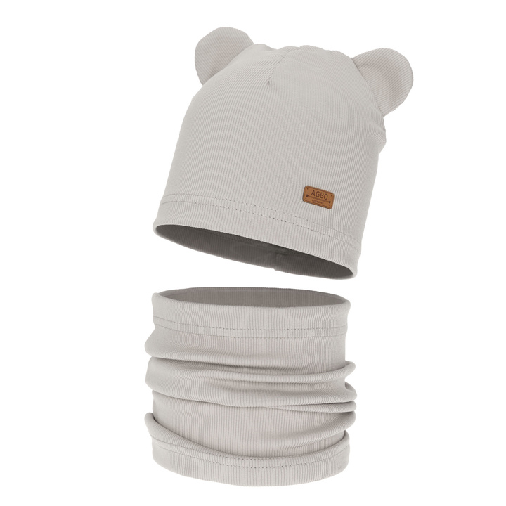 Girl's spring, autumn set: hat and tube scarf, cotton, beige Georgea