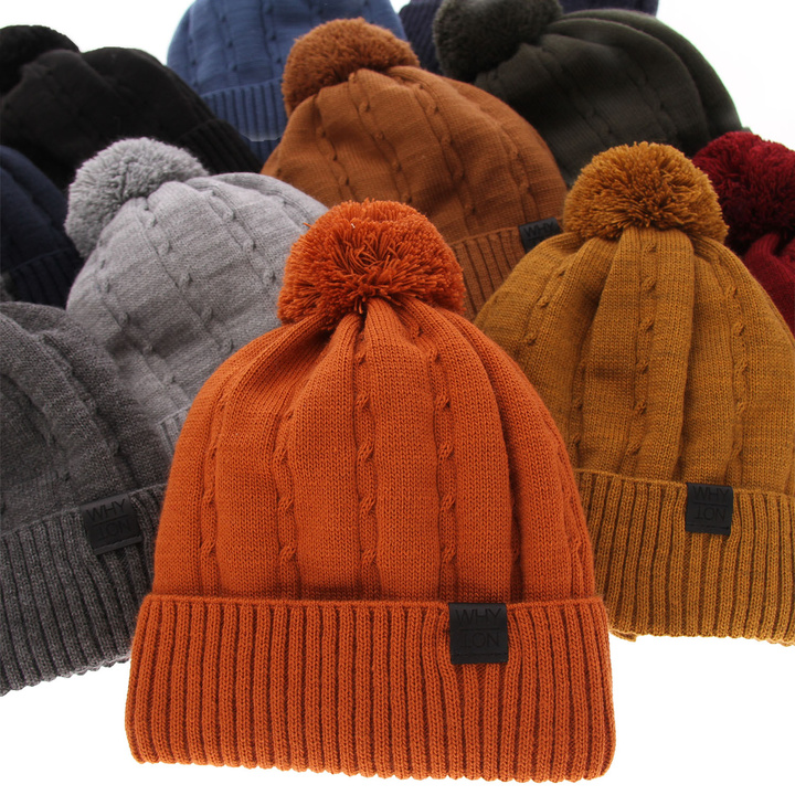 Boy's winter set: hat and tube scarf burgund Deny with pompom