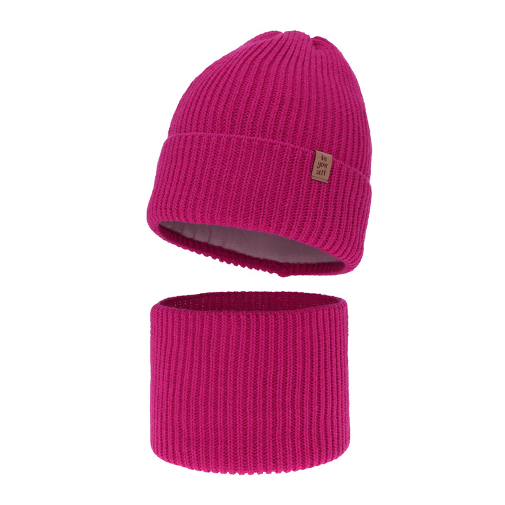 Girl's winter set: hat and tube scarf amaranth Edera