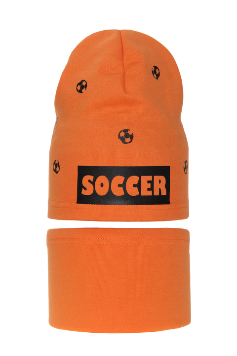 Children's autumn/ spring set: hat and tube scarf orange Soccer