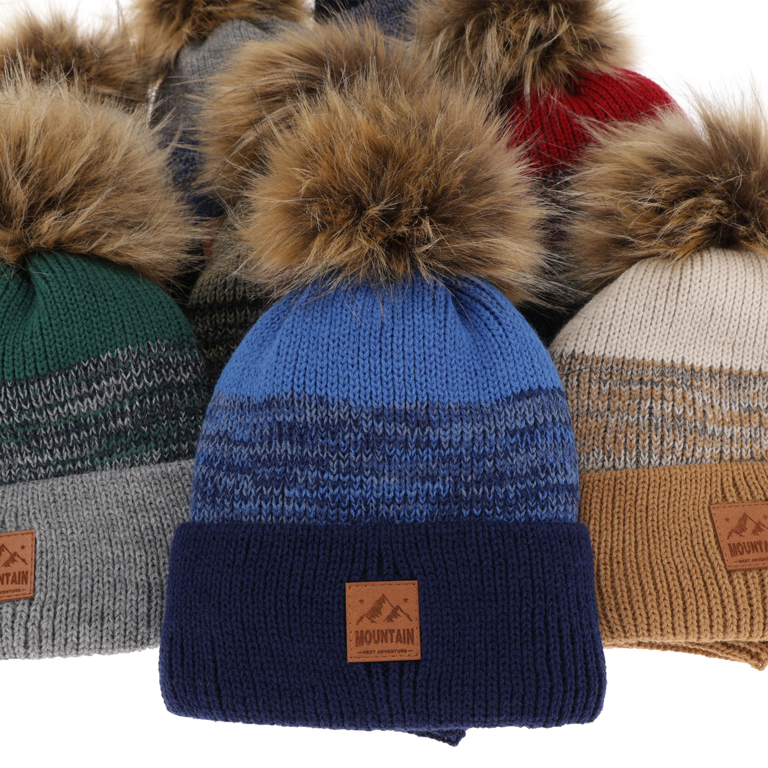 Boy's winter set: hat and tube scarf blue with pompom Buffalo