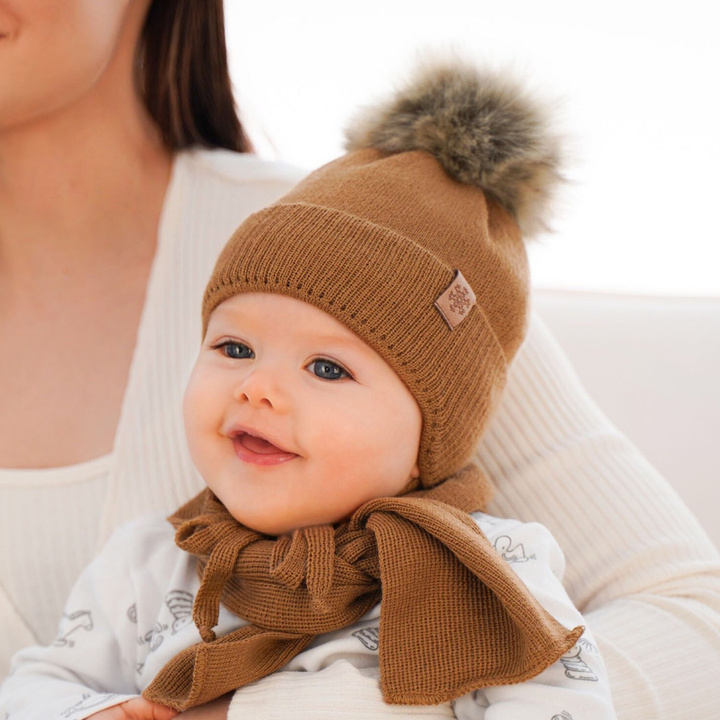 Boy's winter set: brown merino wool hat and scarf Rafael