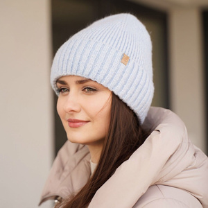 Woman's winter hat, khaki, merino wool Alvara