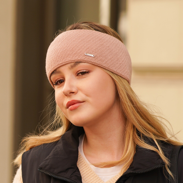 Woman's winter headband - beige merino wool Katrina