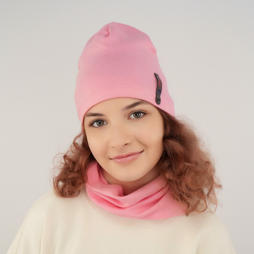 Girl's spring/ autumn set: hat and tube scarf ecru Flores