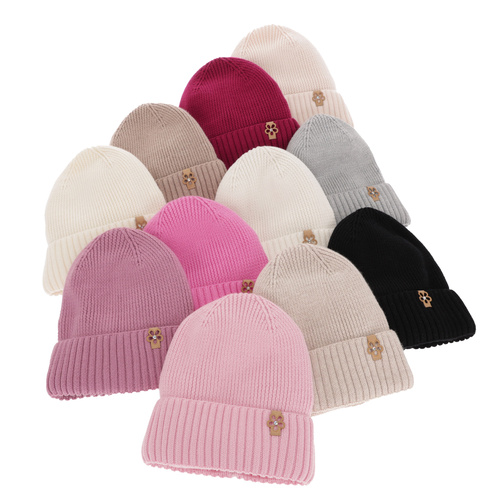 Girl's winter set: hat and tube scarf black 100% extra finemerino wool Nelita