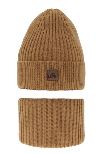 Boy's winter set: hat and tube scarf camel Basilio