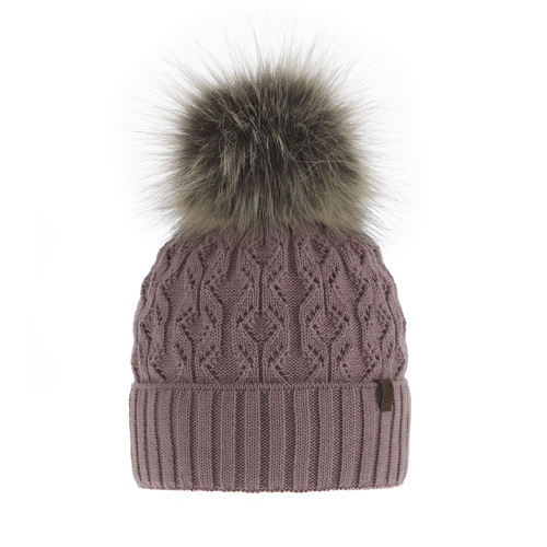 Woman's winter hat pink Katty with pompom