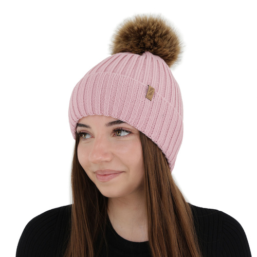 Woman's winter hat, black, with merino wool, Zamira