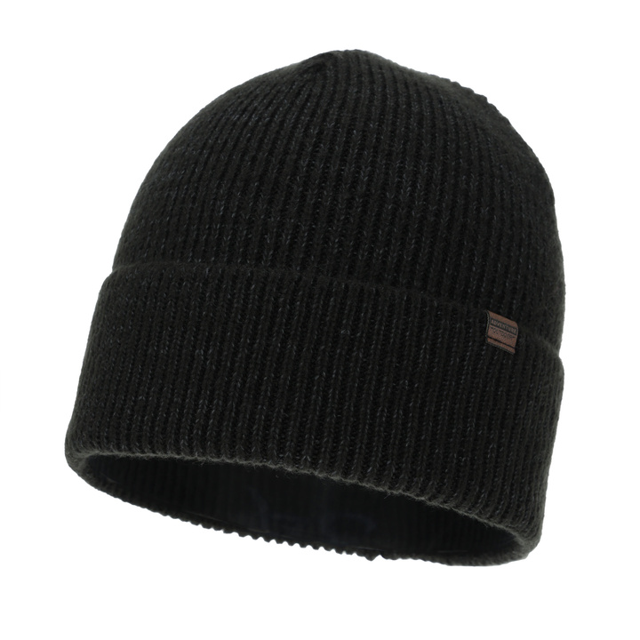 Men's winter hat, dark gray, with merino wool, Korins